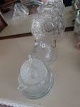 pressed glass lidded candy dish/ pressed glass bowls