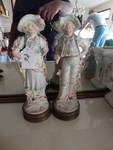 Pair of porcelain victorian statues on brass bases