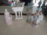 3 porcelain Victorian figurines & decorative planter