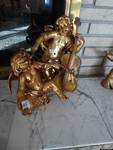 2 gold instrument playing cherub statues