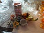 Ceramic fruit & basket/ ceramic candle holders/ decor