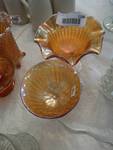 2 carnival glass pedestal dishes