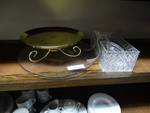 Brass display stand/ glass cake plate/ acrylic box/ easle