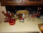 Various glassware/ candle holders/ decor