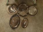8 various sized silverplate serving trays