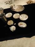 Large lot of silverplate serving bowls/ stainless steel bar set