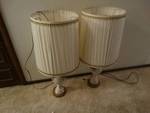 Pair of vintage porcelain table lamps w/ shades