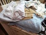 Large lot of various linens/blankets/table clothes/electric blankets