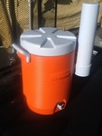 Nice beverage cooler with Papercup dispenser great for construction on our door working