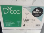 Two cases of 4 unbreakable martini glasses
