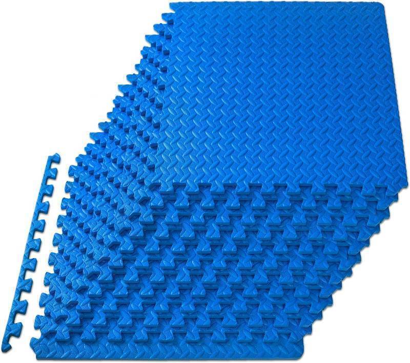 lot 18527 image: Set of 12 Tiles (48sqft), ProsourceFit Puzzle Exercise Mat �, EVA Interlocking Foam Floor Tiles for Home Gym, Mat for Home Workout Equipment, Floor Padding for Kids