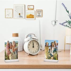 lot 340086 image: 6 Pcs Clear Acrylic Photo Frame, T Shaped Desktop Photo Frames, Double Side Horizontal Picture or Display Plastic Sign Holder, Suitable for Home Office Wedding (8.5x11 in)