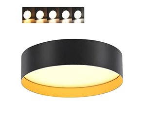 lot 340087 image: CLOUDY BAY 5CCT 13 inch 2000LM Super Bright LED Flush Mount Ceiling Light Fixture,Matte Black with Gold Inside,2700K3000K3500K4000K5000K Selectable,120V CRI90,25W Dimmable