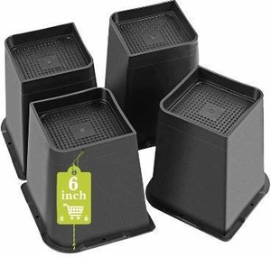 lot 340088 image: Bed Risers 2 inch, 3 inch, 4 inch, 6 inch, 8 inch Heavy Duty, Oversized Furniture Riser for Couch Sofa Table Chair Leg Frame Dorm, Support up to 6000 Lbs (Black Full 4 Pack, 6 inch)