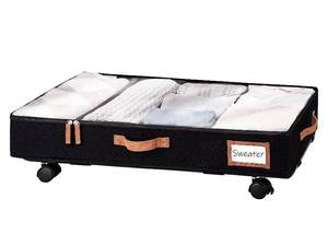 lot 340093 image: StorageWorks Under Bed Storage with Wheels, Underbed Storage Containers with Handles, Rolling Storage Organizers for Clothes, Blankets, Black, 2-Pack