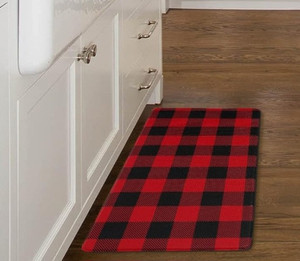lot 340097 image: MAYHMYO Kitchen Mats Cushioned 2PCS Black and Red Kitchen Rugs Non Skid Waterproof Kitchen Floor Mat Memory Foam Cushioned Rugs Anti-Fatigue Mats for Kitchen Floor Offices & Laundries