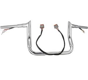 lot 340098 image: Retails $360 MoKitDora Street Electra Glide Prewired Handlebar 12 Rise 1.5 Fat 1 Clamp Monkey Bagger Meathook Bars Compatible with Harley 1996-2006 Ultra Classic FLHX FLHT, Chrome