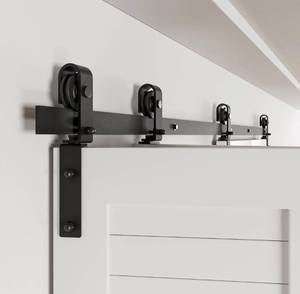 lot 340099 image: 2 32 Sliding Barn Door Hardware Track Kit,Smoothly&Quietly,Side Mounted Black