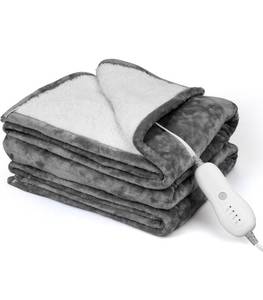 lot 340111 image: Heated Blanket Electric Throw - 50x60 Heating Blanket Throw 4 Hours Auto-Off & 4 Heating Levels Over-Heat Protection, Machine Washable Flannel Sherpa,Electric Certification