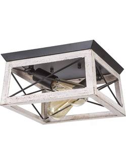 lot 440098 image: 2-Light Farmhouse Ceiling Light Fixture Flush Mount, Multidirectional, Rectangle Rustic Track Lighting Farmhouse Hallway Light Fixtures Ceiling Foyer Farmhouse Lighting for Entryway