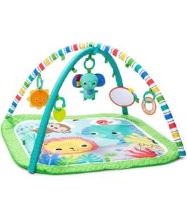 lot 440100 image: Bright Starts Wild Wiggles Baby Activity Gym & Play Mat with FoldingToy bar, Newborn and up - Green, 18.5�� x 29.1�� x 29.1��a,,,aa