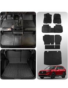 lot 440104 image: Retails $180 Floor Mats Compatible with 2023 2024 Honda CRV Trunk Mat Cargo Liner TPE All Weather Back Seat Cover Protector 2023 Hybrid CR-V Accessories (Upper Deck, Trunk MatBackrest MatsFloor Mats)
