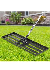 lot 440108 image: 30x10 inch Lawn Leveling Rake, Yumatum 72 Effort Saving Lawn Leveler Tool, Stainless Steel Handle Lawn Leveler for Golf Course Yard Pasture Garden, Professional Lawn Care Landscape Rake
