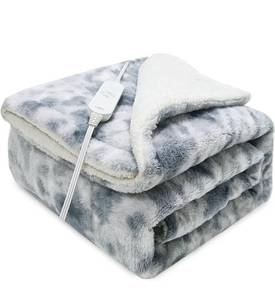 lot 440112 image: GOQO TOMO Heated Weighted Blanket, with Premium Glass Beads 60 x 80 Electric Heating Blanket 2 in1 Blanket with 12 Heating Levels for Adults Home Use Gradient Gray-H6080