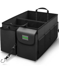 lot 440116 image: DRIVE AUTO PRODUCTS - Compact Black Car Trunk Organizer with Adjustable Straps
