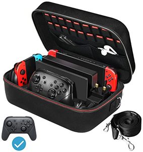lot 440125 image: ivoler Carrying Storage Case for Nintendo SwitchFor Switch OLED Model (2021),Portable Travel All Protective Hard Messenger Bag Soft Lining 18Games for Switch Console Pro Controller Accessories Black