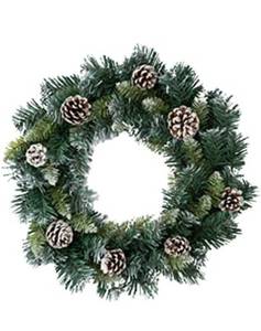lot 440132 image: Artificial 45cm18in Fall Wreath Christmas Wreaths with Pinecones,Balls,Plaid Bow Winter Holidays Home Front Door Decor Year Round Ues Outdoor