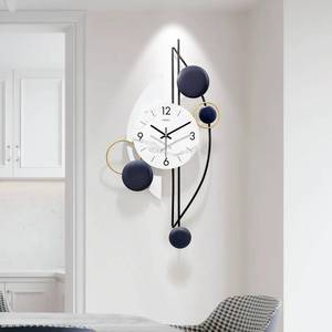 lot 140112 image: HEBOIX Modern Wall Clock for Living Room,Large Decorative Wall Clock,Digital Creative Silent Clock Battery Operated for KitchenEntrywayBedroomOfficeDinning Room Metal Wall Decor 15X28