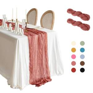 lot 140117 image: ASIZZED 8PCS Dusty Pink Cheesecloth Table Runner 10FT Bulk Boho Gauze Fabric Cheese Cloth Table Runner Rustic Sheer Runner 120 inch Long for Baby Bridal Shower Decorations Wedding Decor Birthday Party