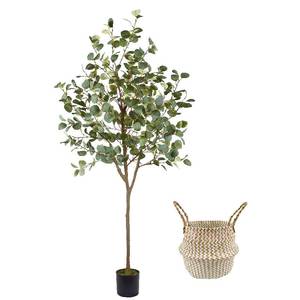 lot 240098 image: Warmplants Artificial Eucalyptus Tree, 6ft Tall Fake Eucalyptus Plant with Basket, Green Silver Dollars Silk Leaves Faux Tree for Home Office Livingroom Floor Decor Indoor