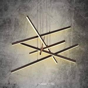 lot 240108 image: Retails $220 Artop Modern Linear Hanging Pendant Light 6 Lights LED Adjustable Chandelier Light Fixture for Dining Room Kitchen Island Restaurant Living Room Foyer Hallway Bar Over Table Lamp, Black