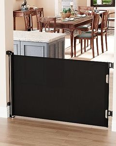 lot 140136 image: Cumbor Baby Gate Retractable Gates for Stairs, Mesh Dog Gate for The House, Wide Pet Gate 33 Tall, Extends to 55 Wide, Long Child Safety Gates for Doorways, Hallways, Cat Gate IndoorOutdoor(Black)