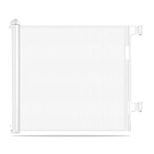 lot 140140 image: Retractable Baby Gate Dog Gate - Wiscky Extra Wide Safety Gates for Babies and Pet 33 Tall, Extends to 59 Wide, Easy to Roll and Latch Dogs Gate for Doorways, Stairs, Hallways IndoorOutdoor (White)