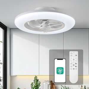 lot 140144 image: Retails $210 Orison Ceiling Fans with Lights- Low Profile Ceiling Fan with Light 22.4�� LED Dimmable Ceiling Fans with Remote Control,Smart 3 Light Color and 6 speeds 8 Blades
