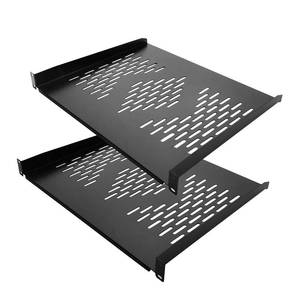 lot 230056 image: RIVECO 2 Pcs 1U Server Rack Shelf 19� Rack-Mount Trays 16 Inches Vented Cantilevers for Server & Network Equipment Mounting, (40CM) Depth, Black