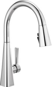 lot 230063 image: Retails $200 Delta Faucet Lenta Brushed Nickel Kitchen Faucet, Kitchen Faucets with Pull Down Sprayer, Kitchen Sink Faucet, Faucet for Kitchen Sink, Magnetic Docking Spray Head, SpotShield Stainless 19802Z-SP-DST