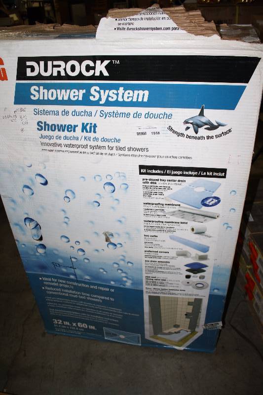 lot 1958 image: DUROCK 60 in. x 32 in. x 10 in. Shower Kit
