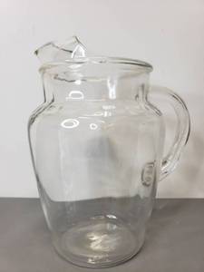 lot 32 image: Glass Pitcher with Ice Lip and Textured Handle