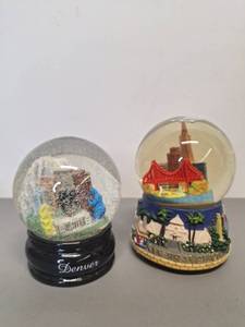 lot 100 image: San Francisco and Denver Souvenir Snow Globes ( San Francisco has Music Box)