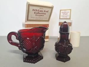 lot 103 image: Vintage in Box Unused Avon 1876 Cape Cod Collection, Creamer and Salt Shaker