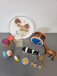 lot 440 image: Precious Moments April, Schleich Cow and Horse and Disney Winnie The Pooh Charms and other.