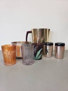 lot 441 image: Vintage Kitchenware and Metallic Candle Shade