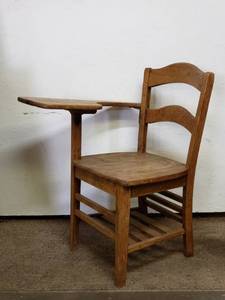 lot 461 image: Vintage Wood School Desk Chair