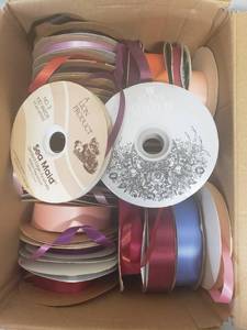 lot 470 image: Box of Floral Ribbon Spools
