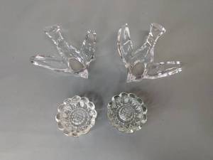 lot 57 image: 2 PRINCESS HOUSE LEAD CRYSTAL CLEAR FLYING BIRD DOVE CANDY DISH FRENCH CRYSTAL  2 Candle Stick Holders. No Chips or Cracks