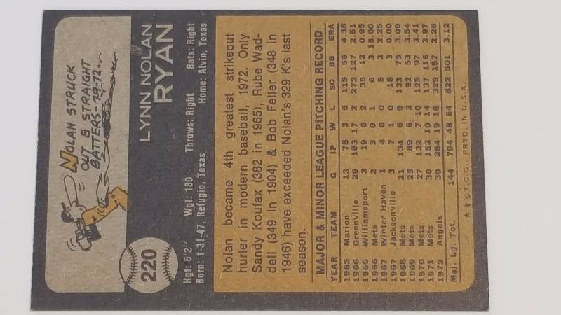 1973 Topps Nolan Ryan #220 Vintage California Angels Baseball Card